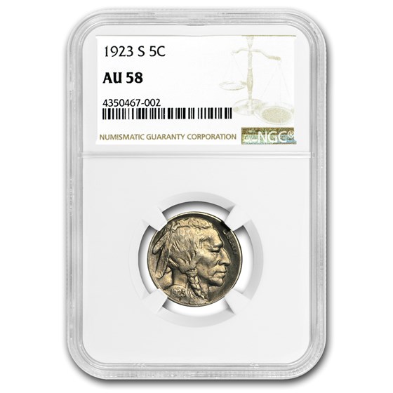 1923-S Buffalo Nickel AU-58 NGC 1923-S Buffalo Nickel AU-58 NGC
